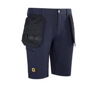 JCB Unisex Stretch Holster Pocket Shorts - Navy - Heavy Duty Nylon Spandex Work Shorts with Reinforced Detachable Tool Pockets and D-Ring - Triple Stitched Water Repellent Cargo for Trades
