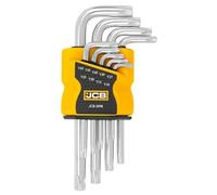 JCB TORX L-Key Set, 9 pcs, T10H-T50H, Cr-V Steel | JCB-5098 | jcb, torx l key set, torx allen keys, star key set, chrome vanadium steel keys, t10h to t50h, security torx keys