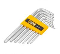 JCB TORX L Key Set with Hole, 7 pcs, T10H - T40H, Cr-V Steel Allen Key JCB-5071T