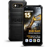 JCB Toughphone E10 Rugged Smartphone, 6.6-inch HD+ Display, 6,500mAh Battery, 50MP Camera, Dual SIM 4G LTE, NFC, Android 15, Waterproof & Shockproof Tough Work Phone, SIM Free - Black
