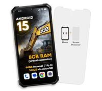 JCB Toughphone E10 Rugged Smartphone + Tempered Glass Screen Protector Bundle | Android 15 Work Phone, 6.6" HD Display, 6500mAh Battery, Dual SIM, NFC, IP68 IP69K Waterproof & Shockproof Mobile