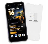 JCB Toughphone E50 Rugged Smartphone 5G Android 16 + Tempered Glass Screen Protector Bundle | 6GB RAM 128GB, NFC, 5000mAh Battery, Wireless & Fast Charging, IP68 IP69K Waterproof, MIL-STD-810H Shockpr