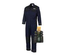 JCB Trade Coveralls Mens Heavy Duty Overalls Boilersuit Mechanics with Kneepads (Small, Navy Blue)