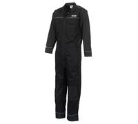 JCB Trade Coveralls Mens Knee Pad Heavy Duty Overalls Boilersuit Work Mechanics (Black, Small)