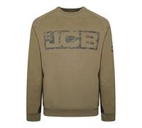 JCB - Trade Crew Sweatshirt, XX-Large - Made with 80% Cotton & 20% Polyester - Men's Jumpers Branding Details - Cordura Fabric Elbow Patches - Mens Clothes - 320gsm - Olive