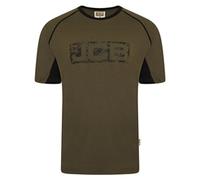 JCB Men's Work T-Shirt Trade - Distressed Logo, Contrast Accents, 100% Cotton - Olive/Black L