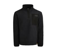 JCB Unisex Borg Fleece - Black - 320gsm Heavyweight Sherpa Fleece Jacket with Toggle Hem and Contrast Zip for Tradesmen - Full Zip Polyester Work Fleece - Outdoor Site Workwear for Cold Weather