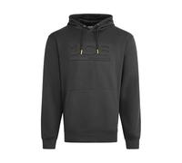 JCB Unisex Embossed Hoody - Black - 270gsm Cotton Blend Pullover Hoodie with 3D Logo and Knitted Cuffs for Tradesmen - Durable Work Hoodie for Building Site and Casual Leisure Outdoor Wear