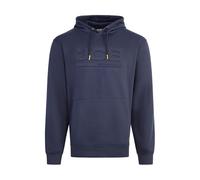 JCB Unisex Embossed Hoody - Navy - 270gsm Cotton Blend Pullover Hoodie with 3D Logo and Knitted Cuffs for Tradesmen - Durable Work Hoodie for Building Site and Casual Leisure Outdoor Wear