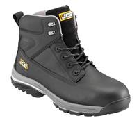 JCB - Leather Fast Track Safety Boots - S3 Rated Water Resistant Boots - Durable Footwear - for Safety & Comfort Men's Boots - Black - Size 8 UK, 42 EU