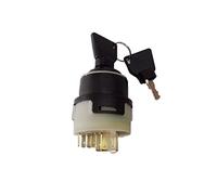 JCB Universal 3CX Ignition Switch, 4-Position, Black, 2 Keys, 9 Pins, JCB200 JCB220 Parts
