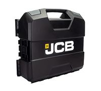 JCB W-BOXX 136 Power Tool Case - Black, Stackable Tool Kit - Plastic Storage Box with Handle