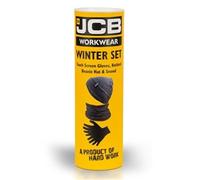 JCB - Men's Winter Set - Essential Men’s Thermal Accessories Workwear - Knitted Beanie, Versatile Snood, and Touch Screen Gloves - Black and Grey