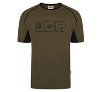 JCB Workwear - Trade Work T Shirt - Mens T Shirt for Work - Distressed Logo - Contrast Accents - 100% Cotton T Shirt - Olive/Black - Size XL