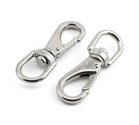 JCBIZ 2-Pack M5 Swivel Eye Snap Hooks, 304 Stainless Steel, 100% Stainless Steel, Multi-Use, Spring-Loaded Snap, 360 Degree Swivel Eye