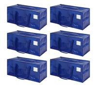 JCBZ Blue Large Moving Bags,6 Pcs Thick Storage Bags with Side Handles&Tag Pocket,29.1x 14.2x12.6 inches,Heavy Duty Storage Bags for Space Saving,Clothes Storage,Moving Supplies,College Dorm