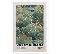 JCCSFF Retro Yayoi Kusama Poster Kusama Inspired Prints Painting Green Abstract Wall Art Japanese Wall Art Modern Gallery Exhibition Wall Decor Home Wall Decor 16X24in Unframed