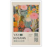JCCSFF Wall Art Prints - Yayoi Kusama Retro Art Gallery Exhibition Wall Decor, Unframed Wall Art for Aesthetic Room Bedroom Living Room, 12x16in