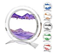 JCCTC Moving Sand Art Picture Liquid Motion, 3D Quicksand Décor, Deep Sea Sandscapes with Display Flowing Sand Frame for Relaxing, Desktop Office Home Decoration (Purple)