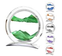 JCCTC Moving Sand Art Picture Liquid Motion, 3D Quicksand Décor, Deep Sea Sandscapes with Display Flowing Sand Frame for Relaxing, Desktop Office Home Decoration (Green)
