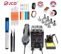 JCD 8586D Soldering Station 2 IN 1 750W Hot Air Gun LCD Dual Digital Display Electric Soldering Iron SMD Welding Rework Station 8586D KIT1