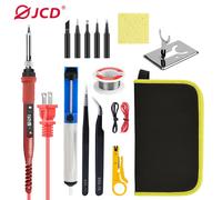 JCD 908S Electric Soldering iron kit set 220V 110V 80W LCD Display Adjustable Temperature Home handmade DIY Welding Repair Tools 908S red