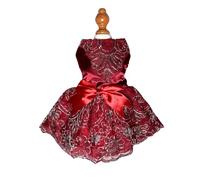 JcDuDoi Dog Princess Lolita Dress for Small Dogs Girl,Sparkling Sequins Sweet Pet Clothes Wedding Birthday Party Puppy Dresses,Cat Apparel Accessories Costumes Outfit Skirt（Red,Small）