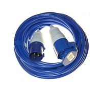 JCE 32AMP PLUG + SOCKET Connected to a HEAVY DUTY Arctic Blue Extension Lead Hook Up 6MM 48amp rated cable, 3 Pin 240V (10M)