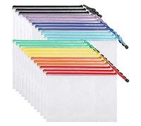Jcevium 24Pcs Mesh Zipper Pouch Document Bag, Plastic Zip File Folders, Letter Size/A4 Size, for Office Supplies