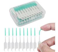 JCF 150 Pieces Interdental Brushes, Silicone Dental Floss Sticks, Dual-Use Dental Brushes, Tooth Gap Brushes Toothpick, Portable Tooth Floss Picks for Braces Oral Cleaning-Green