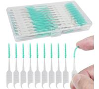 JCF 300 Pieces Interdental Brushes, Silicone Dental Floss Sticks, Dual-Use Dental Brushes Tooth Gap Brushes Portable Tooth Floss Picks for Braces Oral Cleaning-Green