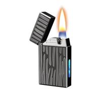 JCFHQGHR Smart metal voice-activated kerosene lighter, four ignition modes, transparent visible gas chamber, suitable for barbecue, candles, outdoor, men's gift(C)