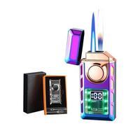 JCFHQGHR Smart voice-activated dual flame lighter, switchable flame, adjustable and refillable, visible air chamber, gift for men and women(A)