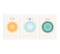 JCFOAS Sun Salt and Sea Aura Posters Coastal Canvas Wall Art Minimalist Beach Prints Trendy Ocean Beachy Colorful Abstract Aura Mind Body Soul Aesthetic Decor Bedroom Yoga 3 Set 12x16in Unframed