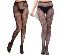 JCGJC 2 Pairs Snake Tights for Women,Spider Web Tights Pattern Fishnet Tight for Women(One Size)