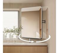 Jcgly Bathroom Corner Mirror, Rectangular Pivot Mirror with Brushed Metal Frame, Swivel Extendable Arm, Large Rotating Tilting Mirrors, Vertical & Horizontal(Silver,60x80cm)