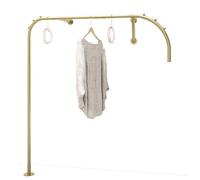 Jcgly Creative Clothing Rack, Wall Mounted Gold Pipe Garment Rail, Retail Display Rack Closet Clothes Organizer, Ideal for Retail Stores and Commercial Use (Color : Left Floor Fixed, Size : 180cm)