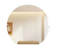 Jcgly Vanity Desk Table Mirror, Round Makeup Mirror with Wood Stand, Countertop Mirrors for Dresser, Bedroom, Bathroom, Dorm(50x45CM)