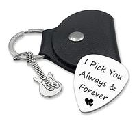 JCHCAMRY I Pick You Always Forever,Stainless Steel Engraving Guitar Picks Jewelry Gift for Men Boyfriend Husband Dad Son Musician Guitar Player Birthday Christmas Thanksgiving Father's Day Gifts
