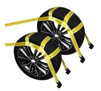 JCHL 2 Pack Yellow Basket Tow Dolly Straps With Flat Hooks For 15"-19" Tires, Universal, Compatible With Passenger Car, SUV, Truck