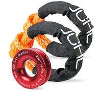 JCHL Soft Shackle Synthetic Road Recovery Rope 2PCS 1/2' X 23 Inch 56000LBS Tow Shackles + Red Snatch Recovery Ring for Sailing SUV Off Road Towing ATV Recovery