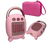 Hard Carrying Case and Silicone Cover for JBL Clip 4 Portable Bluetooth Speaker, Protective Travel Case Storage for JBL Clip 4 Speaker Accessories (Pink)