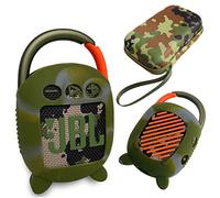 JCHPINE Hard Carrying Case and Silicone Cover for JBL Clip 4 Portable Bluetooth Speaker, Protective Travel Case Storage for JBL Clip 4 Speaker Accessories (Squad Green)