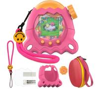 JCHPINE Hard Case and Silicone Cover for Tamagotchi Paradise Electronic Pet | Protective Cases for Tamagotchi Paradise with Screen Protector and Lanyard (Orange)