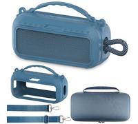 JCHPINE Silicone Cover and Hard Carrying Case for Bose SoundLink Plus Bluetooth Speaker, Accessories for Bose SoundLink Plus Speaker Silicone Case with Handle and Shoulder Strap (Blue Case)