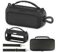 JCHPINE Silicone Cover and Hard Carrying Case for Bose SoundLink Plus Bluetooth Speaker, Accessories for Bose SoundLink Plus Speaker Silicone Case with Handle and Shoulder Strap (Black Case)