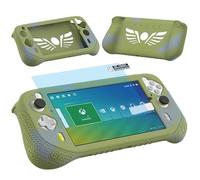 JCHPINE Silicone Cover Case for Logitech G Cloud Gaming Handheld, Protective Skin Sleeve for Logitech G Cloud Gaming Console Screen Film Protector Accessories (Green Case and Screen Film)