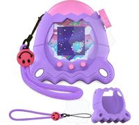 JCHPINE Silicone Cover Case for Tamagotchi Paradise Interactive Virtual Pet, Stand Up Case for Tamagotchi Paradise Digital Pet Screen Protector and Lanyard (Purple)