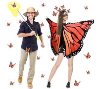 JcHrmers 17 Pcs Couple Costume for Adult,Butterfly and Butterfly Catcher Costume Accessories for Halloween Cosplay Party Dress Make Up