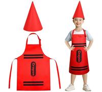JcHrmers 2 Pcs Color Crayon Apron and Funny Cone Hats School Crayon Costume Set for Crayon Fancy Funny Outfit Dress up (Red)